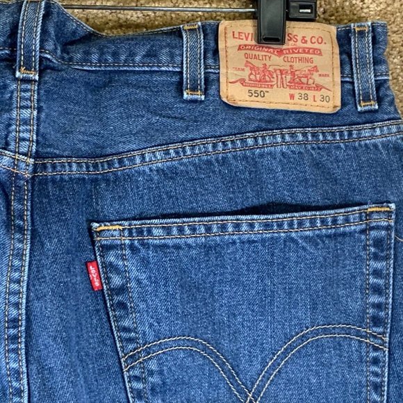 LEVI’S 550 Relaxed Fit Straight Leg Blue Denim Mens Jeans Sz 38x30 Tab Cotton - Picture 6 of 9